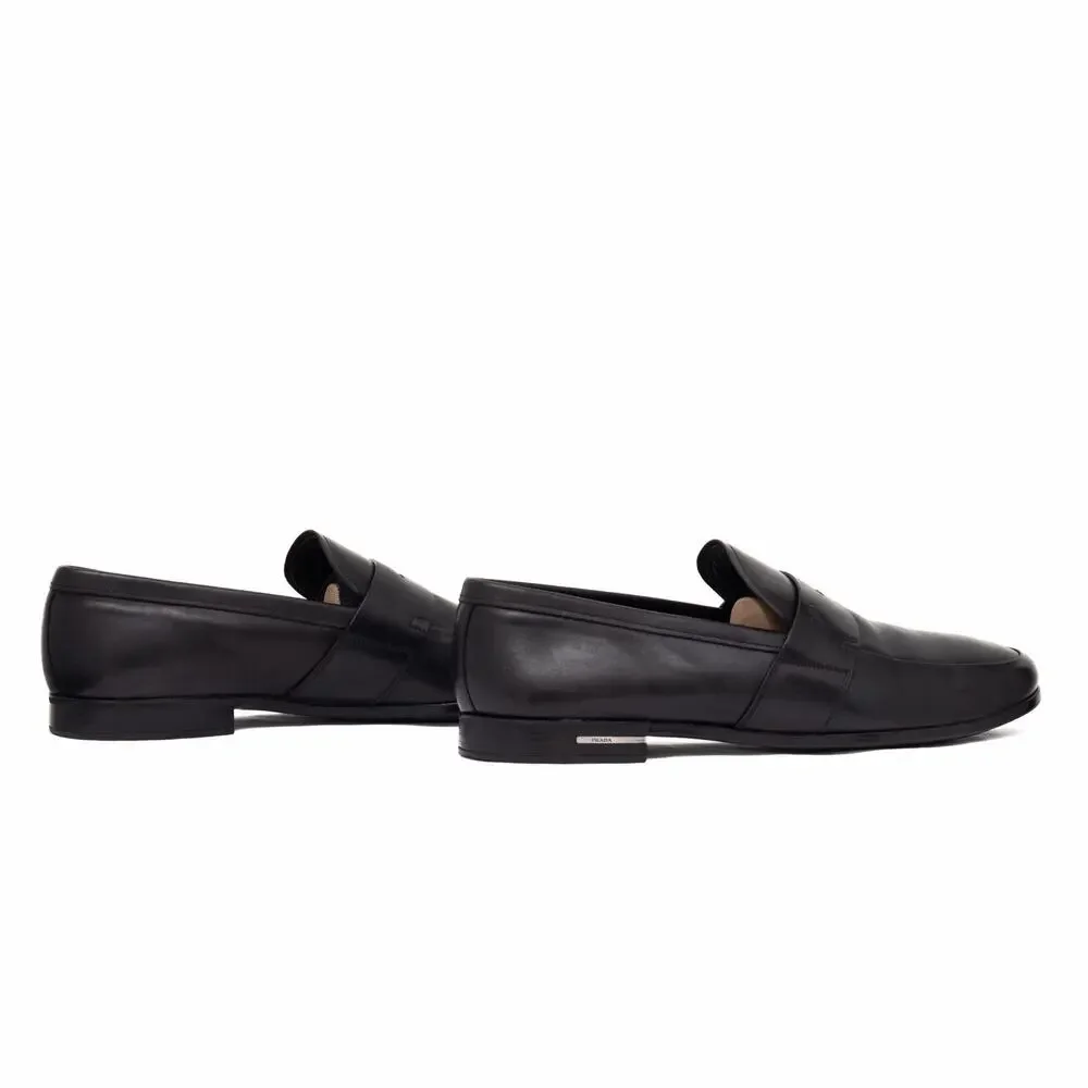 950$ Prada Men’s Black Calf Leather Penny Loafers Slip-On Shoes US11